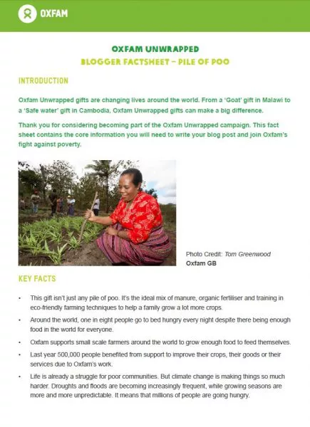 oxfam blogger factsheet