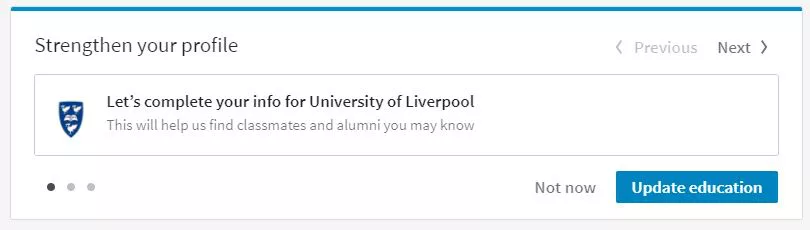 linkedin strengthen your profile liv uni