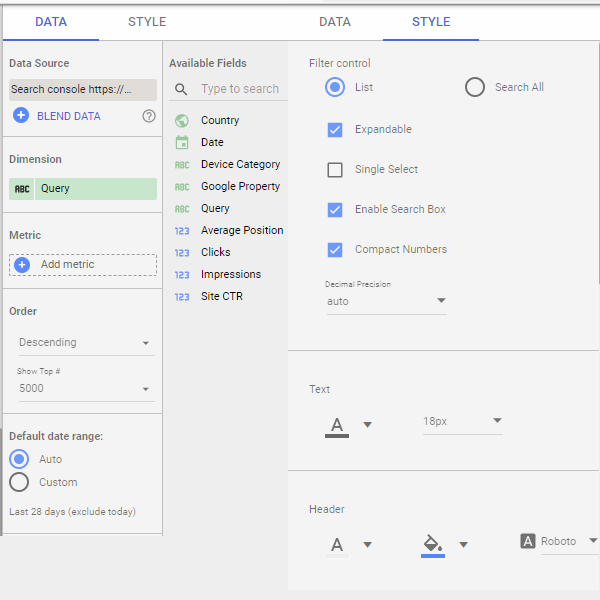 query style and data